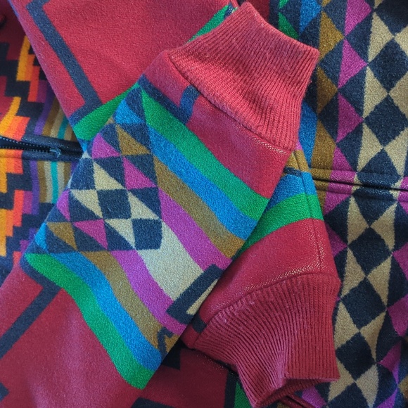 VINTAGE 1990's PENDLETON Country Sophisticates MULTICOLORED WOOL BOMBER JACKET - Picture 5 of 11